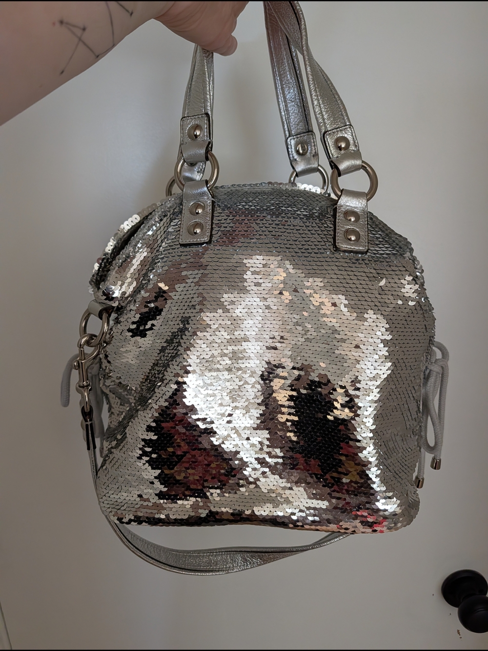 Coach Silver Sequin Poppy Vintage Purse Bag - Picture 4 of 6
